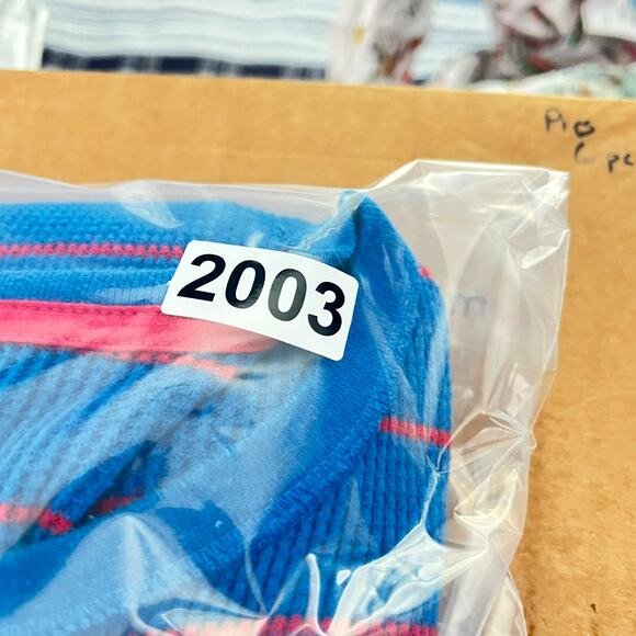 Urban Pipeline 3- Button Henley Shirt Blue Red Striped Long Sleeve Waffle Knit - Picture 10 of 10